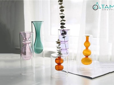 Lọ hoa thủy tinh lõi màu trong suốt cao cấp LHOA-51